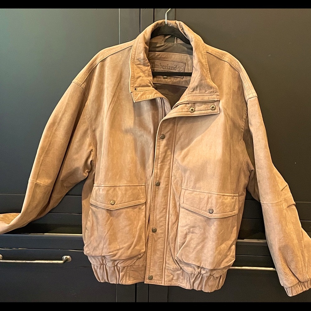 Timberland waterproof leather bomber jacket